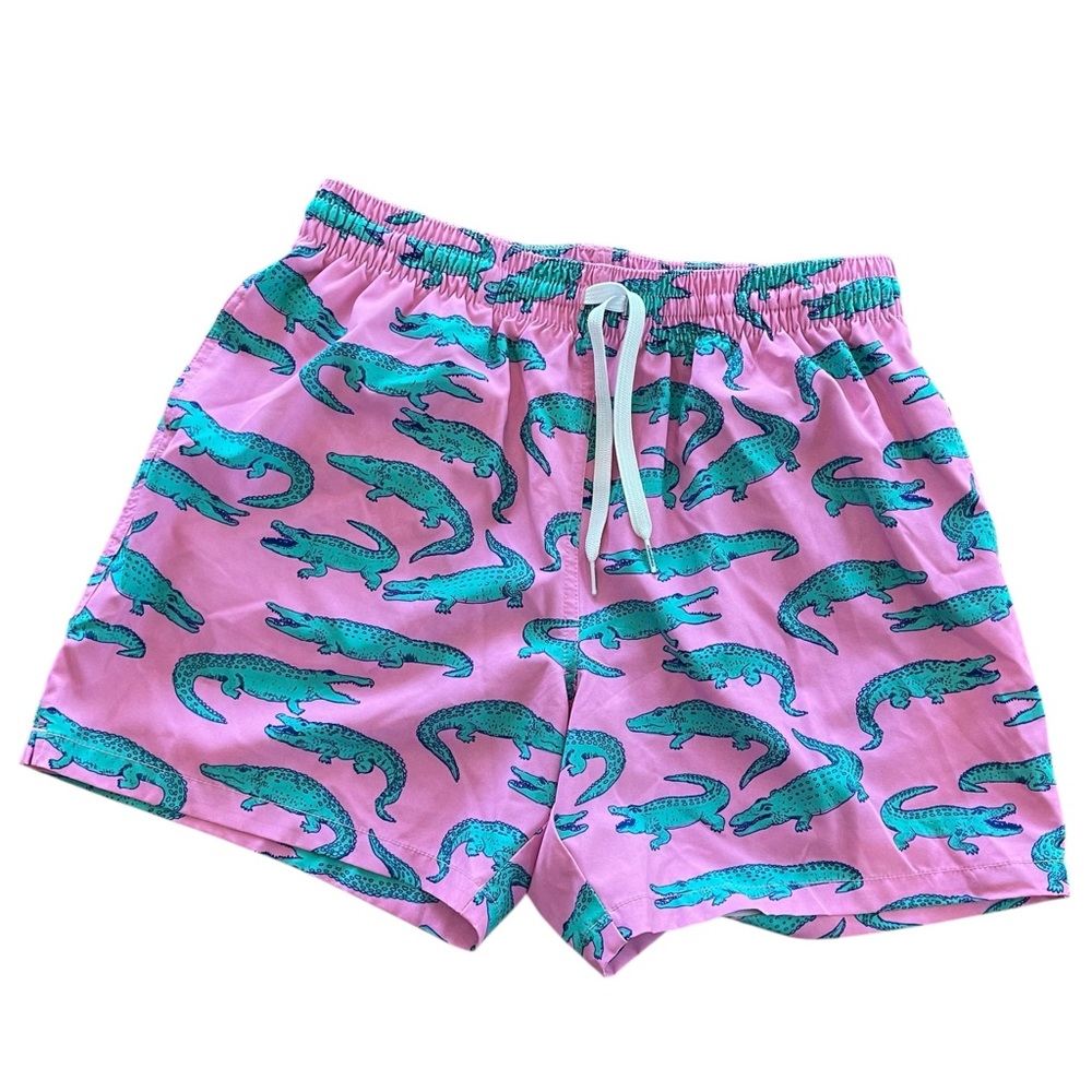 Chubbies Swim Trunks Mens Large Glades Pink Alligator Lined 5.5" Inseam Beach